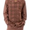 Montique Men's 2 Piece Long Sleeve Walking Suit - Checker Windowpane -Empire Shop 2156 chocolate