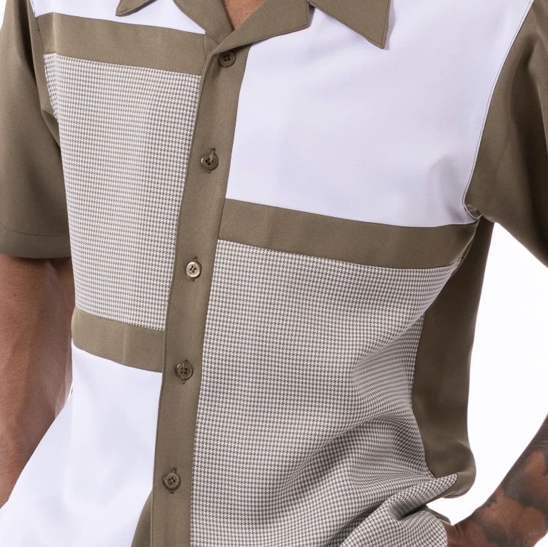 Montique Men's 2 Piece Short Sleeve Walking Suit - Houndstooth 5 Montique Men's 2 Piece Short Sleeve Walking Suit - Houndstooth - Image 3