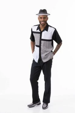 Montique Men's 2 Piece Short Sleeve Walking Suit - Houndstooth 12 Montique Men's 2 Piece Short Sleeve Walking Suit - Houndstooth -Empire Shop 2317 black 2786