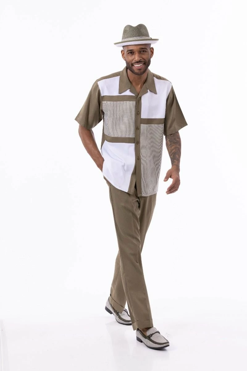 Montique Men's 2 Piece Short Sleeve Walking Suit - Houndstooth 8 Montique Men's 2 Piece Short Sleeve Walking Suit - Houndstooth - Image 6