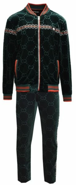 Stacy Adams Men's 2 Piece Velour Walking Suit - Chainlink