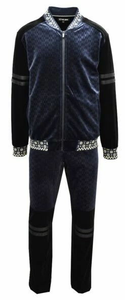 Stacy Adams Men's 2 Piece Velour Walking Suit - Textured Checker