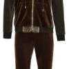 Stacy Adams Men's 2 Piece Velour Walking Suit - Textured Sleeves 2 Stacy Adams Men's 2 Piece Velour Walking Suit - Textured Sleeves -Empire Shop 2606 brn frnt