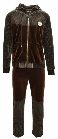 Stacy Adams Men's 2 Piece Velour Walking Suit - Textured Sleeves