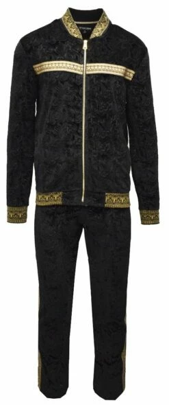 Stacy Adams Men's 2 Piece Velour Walking Suit - Floral Style