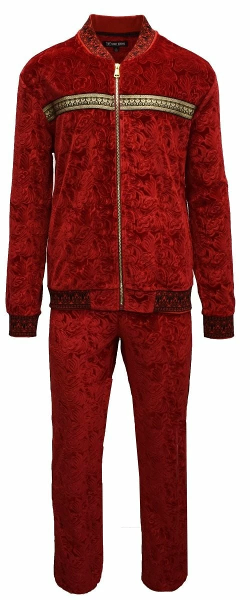 Stacy Adams Men's 2 Piece Velour Walking Suit - Floral Style 4 Stacy Adams Men's 2 Piece Velour Walking Suit - Floral Style - Image 2