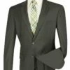Vinci Men's 2 Piece Wool Feel Executive Suit - Stylish Solid -Empire Shop 2tr olive