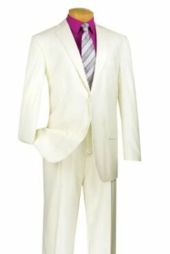 Vinci Men's 2 Piece Wool Feel Executive Suit - Extra Long Sizes -Empire Shop 2tr ivory 40