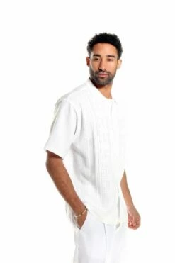 Silversilk Men's 2 Piece Short Sleeve Walking Suit - Textured Design -Empire Shop 3125 white