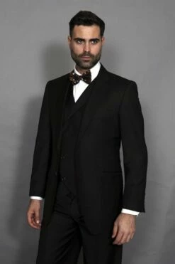 Statement Men's 3 Piece 100% Wool Suit - Elegant Solid -Empire Shop 36914 messina brown