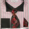 Daniel Ellissa Men's French Cuff Shirt Set - Colorful Weave Pattern -Empire Shop 3794 black red