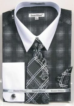 Daniel Ellissa Men's French Cuff Shirt Set - Silk Print