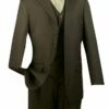 Vinci Men's 3 Piece Solid Executive Suit - Many Colors Available -Empire Shop 3tr 3 olive 2