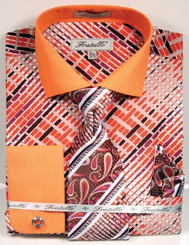 Fratello Men's French Cuff Dress Shirt Set - Vibrant Weave 7 Fratello Men's French Cuff Dress Shirt Set - Vibrant Weave - Image 5