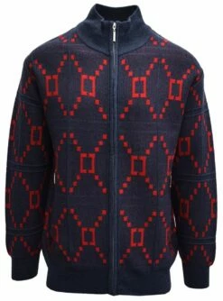 Silversilk Men's Sweater - Cubed Style -Empire Shop 4202 nvy frnt