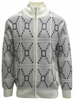 Silversilk Men's Sweater - Cubed Style -Empire Shop 4202 wht frnt
