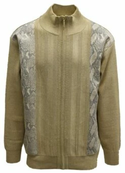 Silversilk Men's Sweater - Snake Scale Texture -Empire Shop 4209 tan frnt
