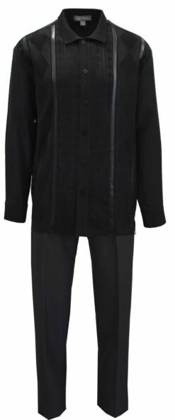 Silversilk Men's 2 Piece Long Sleeve Walking Suit - Diamond Texture