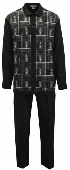 Silversilk Men's 2 Piece Long Sleeve Walking Suit - Unique Windowpane