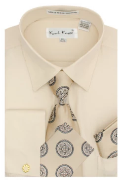 Karl Knox Men's French Cuff Shirt Set - Flower Pattern