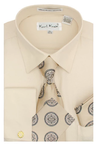 Karl Knox Men's French Cuff Shirt Set - Flower Pattern 3 Karl Knox Men's French Cuff Shirt Set - Flower Pattern