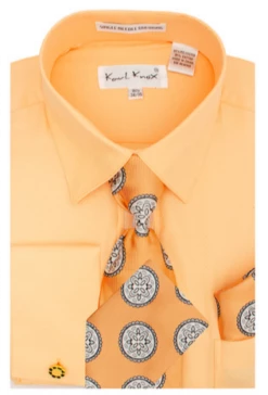 Karl Knox Men's French Cuff Shirt Set - Flower Pattern 12 Karl Knox Men's French Cuff Shirt Set - Flower Pattern -Empire Shop 4455orange 1 2