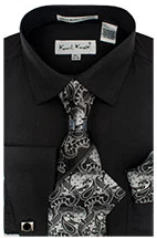 Karl Knox Men's French Cuff Shirt Set - Exciting Jacquard