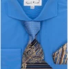 Karl Knox Men's French Cuff Shirt Set - Wide Collar -Empire Shop 4467 blu 1