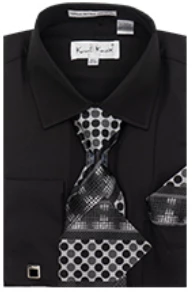 Karl Knox Men's French Cuff Shirt Set - Polka Dot