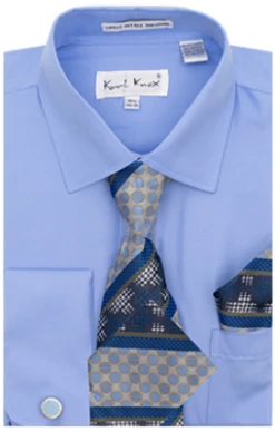 Karl Knox Men's French Cuff Shirt Set - Polka Dot 9 Karl Knox Men's French Cuff Shirt Set - Polka Dot -Empire Shop 4469 ltblue