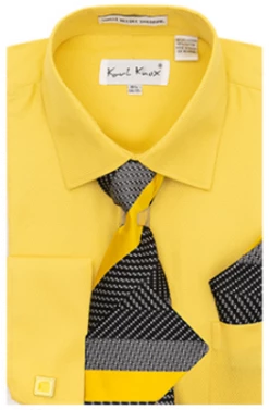 Karl Knox Men's French Cuff Shirt Set - Layered Stripes 8 Karl Knox Men's French Cuff Shirt Set - Layered Stripes -Empire Shop 4471 gold