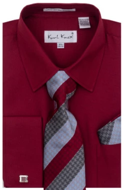 Karl Knox Men's French Cuff Shirt Set - Smooth Triple Stripe -Empire Shop 4473woine 9