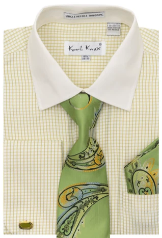 Karl Knox Men's French Cuff Shirt Set - Artistic Jacquard 3 Karl Knox Men's French Cuff Shirt Set - Artistic Jacquard