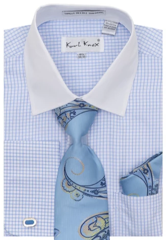 Karl Knox Men's French Cuff Shirt Set - Artistic Jacquard 4 Karl Knox Men's French Cuff Shirt Set - Artistic Jacquard - Image 2