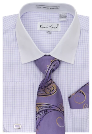 Karl Knox Men's French Cuff Shirt Set - Artistic Jacquard 5 Karl Knox Men's French Cuff Shirt Set - Artistic Jacquard - Image 3