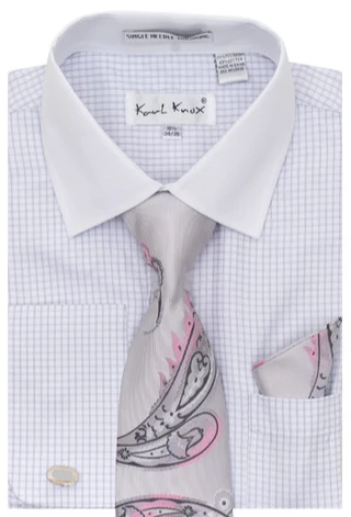 Karl Knox Men's French Cuff Shirt Set - Artistic Jacquard 6 Karl Knox Men's French Cuff Shirt Set - Artistic Jacquard - Image 4