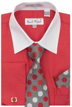 Karl Knox Men's French Cuff Shirt Set - Polkadot 13 Karl Knox Men's French Cuff Shirt Set - Polkadot -Empire Shop 4481 fred opt