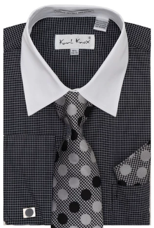 Karl Knox Men's French Cuff Shirt Set - Polkadot 4 Karl Knox Men's French Cuff Shirt Set - Polkadot - Image 2