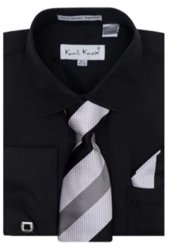 Karl Knox Men's French Cuff Shirt Set - Bold Stripes -Empire Shop 4484black
