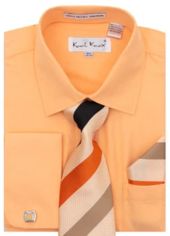 Karl Knox Men's French Cuff Shirt Set - Bold Stripes -Empire Shop 4484peach