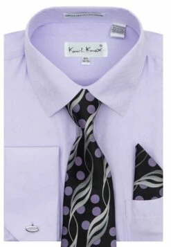 Karl Knox Men's French Cuff Shirt Set - Floral Dot -Empire Shop 4486lilac opt 3