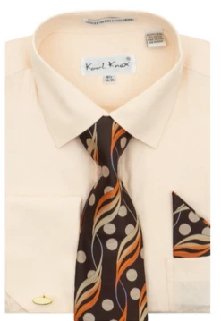 Karl Knox Men's French Cuff Shirt Set - Floral Dot -Empire Shop 4486tan