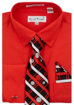 Karl Knox Men's French Cuff Shirt Set - Bold Windowpane -Empire Shop 4487red