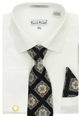 Karl Knox Men's French Cuff Shirt Set - Diamond Tiles 4 Karl Knox Men's French Cuff Shirt Set - Diamond Tiles - Image 2