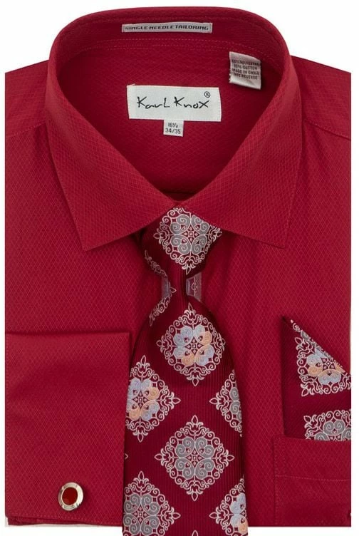 Karl Knox Men's French Cuff Shirt Set - Diamond Tiles 7 Karl Knox Men's French Cuff Shirt Set - Diamond Tiles - Image 5