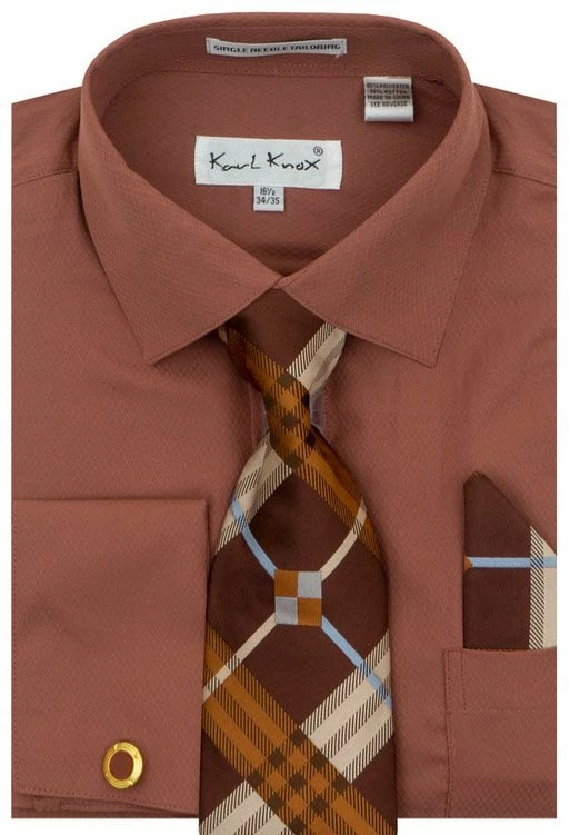 Karl Knox Men's French Cuff Shirt Set - Stylish Plaid 8 Karl Knox Men's French Cuff Shirt Set - Stylish Plaid - Image 6