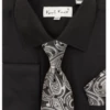 Karl Knox Men's French Cuff Shirt Set - Bold Jacquard -Empire Shop 4491 black