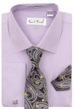Karl Knox Men's French Cuff Shirt Set - Bold Jacquard 9 Karl Knox Men's French Cuff Shirt Set - Bold Jacquard -Empire Shop 4491 lilac