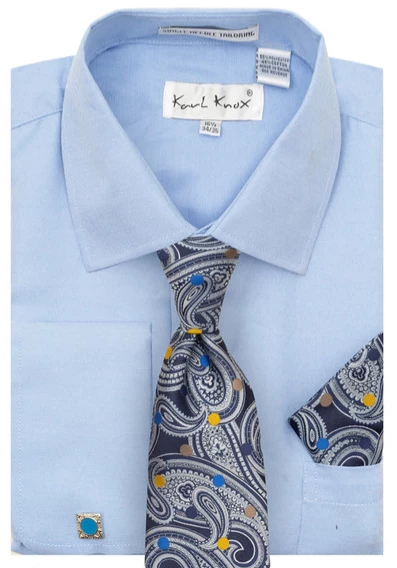 Karl Knox Men's French Cuff Shirt Set - Bold Jacquard 5 Karl Knox Men's French Cuff Shirt Set - Bold Jacquard - Image 3
