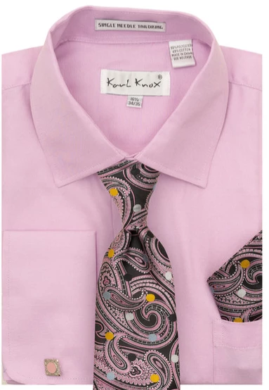 Karl Knox Men's French Cuff Shirt Set - Bold Jacquard 6 Karl Knox Men's French Cuff Shirt Set - Bold Jacquard - Image 4